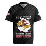 Personalized 301st Fighter Squadron WWII Rugby Jersey Red Tails Heritage - Black - African Pride