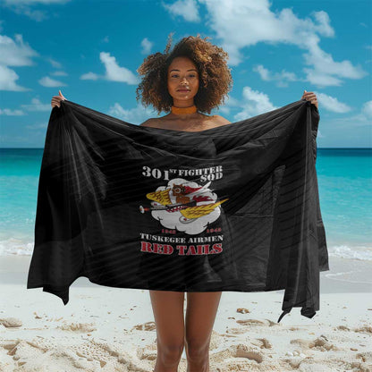 301st Fighter Squadron WWII Sarong Red Tails Heritage - Black - African Pride