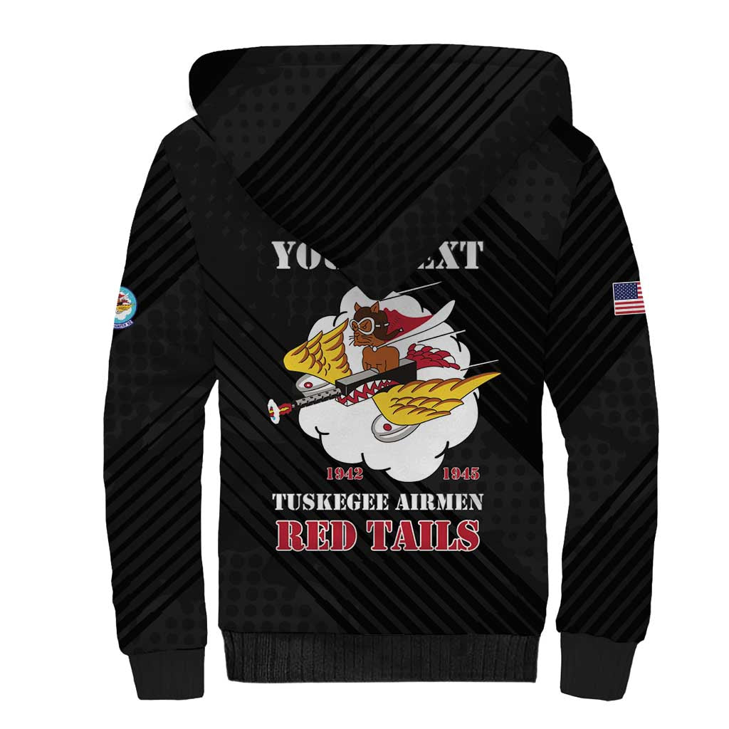 Personalized 301st Fighter Squadron WWII Sherpa Hoodie Red Tails Heritage - Black - African Pride