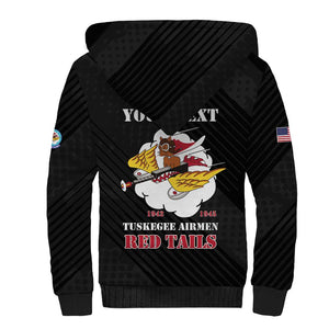Personalized 301st Fighter Squadron WWII Sherpa Hoodie Red Tails Heritage - Black - African Pride