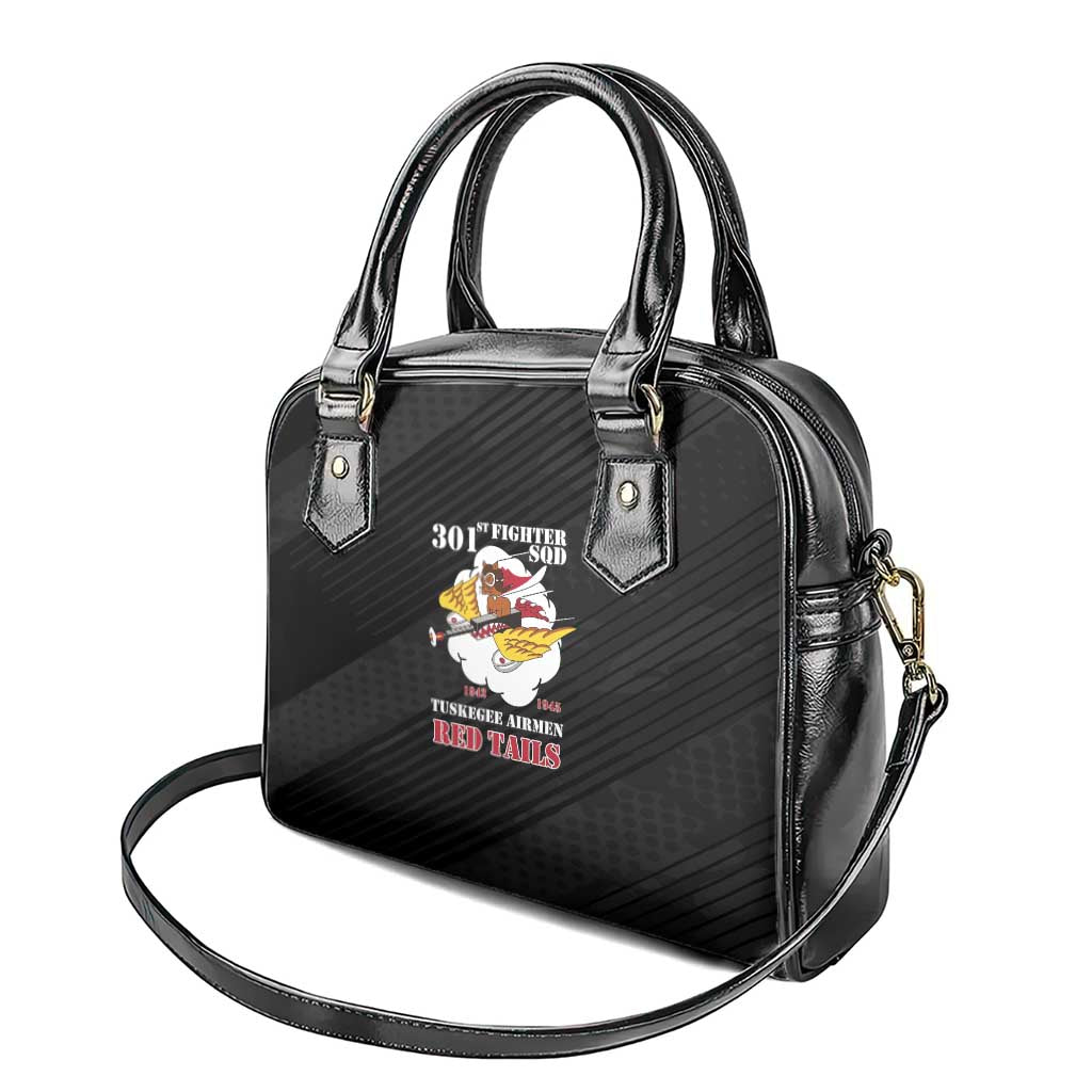 301st Fighter Squadron WWII Shoulder Handbag Red Tails Heritage - Black - African Pride