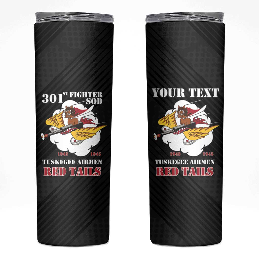 Personalized 301st Fighter Squadron WWII Skinny Tumbler Red Tails Heritage - Black - African Pride