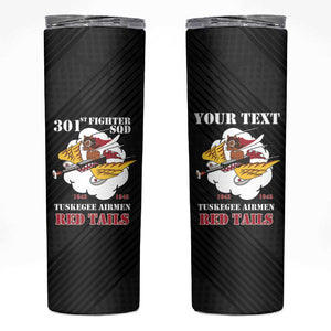 Personalized 301st Fighter Squadron WWII Skinny Tumbler Red Tails Heritage - Black - African Pride