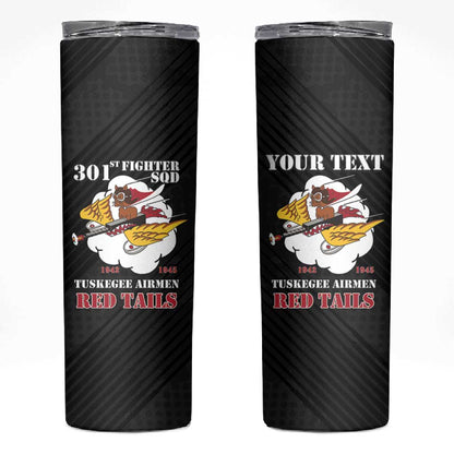 Personalized 301st Fighter Squadron WWII Skinny Tumbler Red Tails Heritage - Black - African Pride