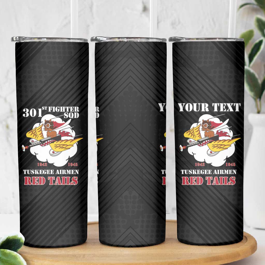 Personalized 301st Fighter Squadron WWII Skinny Tumbler Red Tails Heritage - Black - African Pride