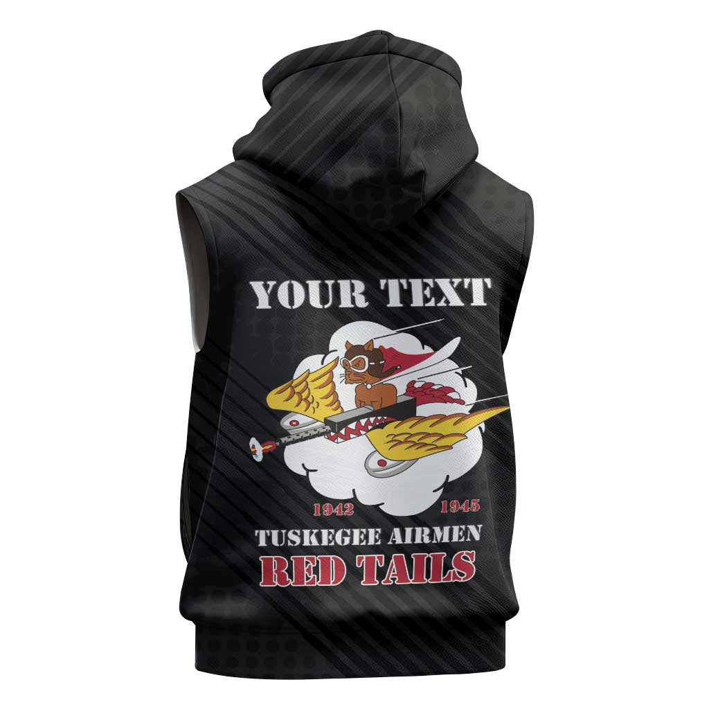 Personalized 301st Fighter Squadron WWII Sleeveless Hoodie Red Tails Heritage - Black - African Pride