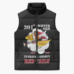 Personalized Tuskegee Airmen Red Tails Sleeveless Puffer Jacket 301st Fighter Squadron - Black