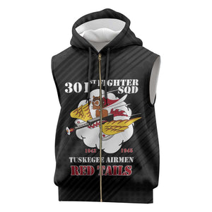 Personalized 301st Fighter Squadron WWII Sleeveless Zip Hoodie Red Tails Heritage - Black - African Pride
