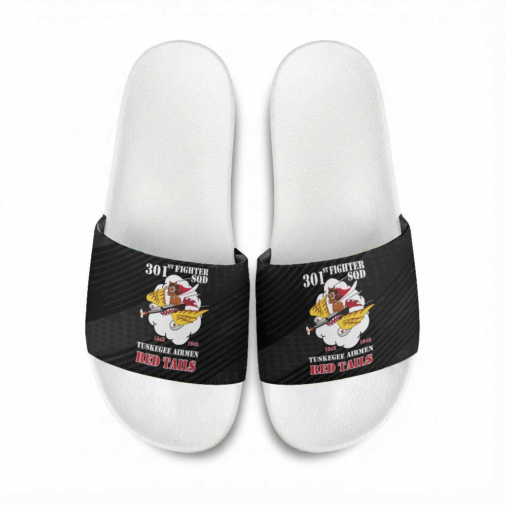Tuskegee Airmen Red Tails Slide Sandals 301st Fighter Squadron - Black