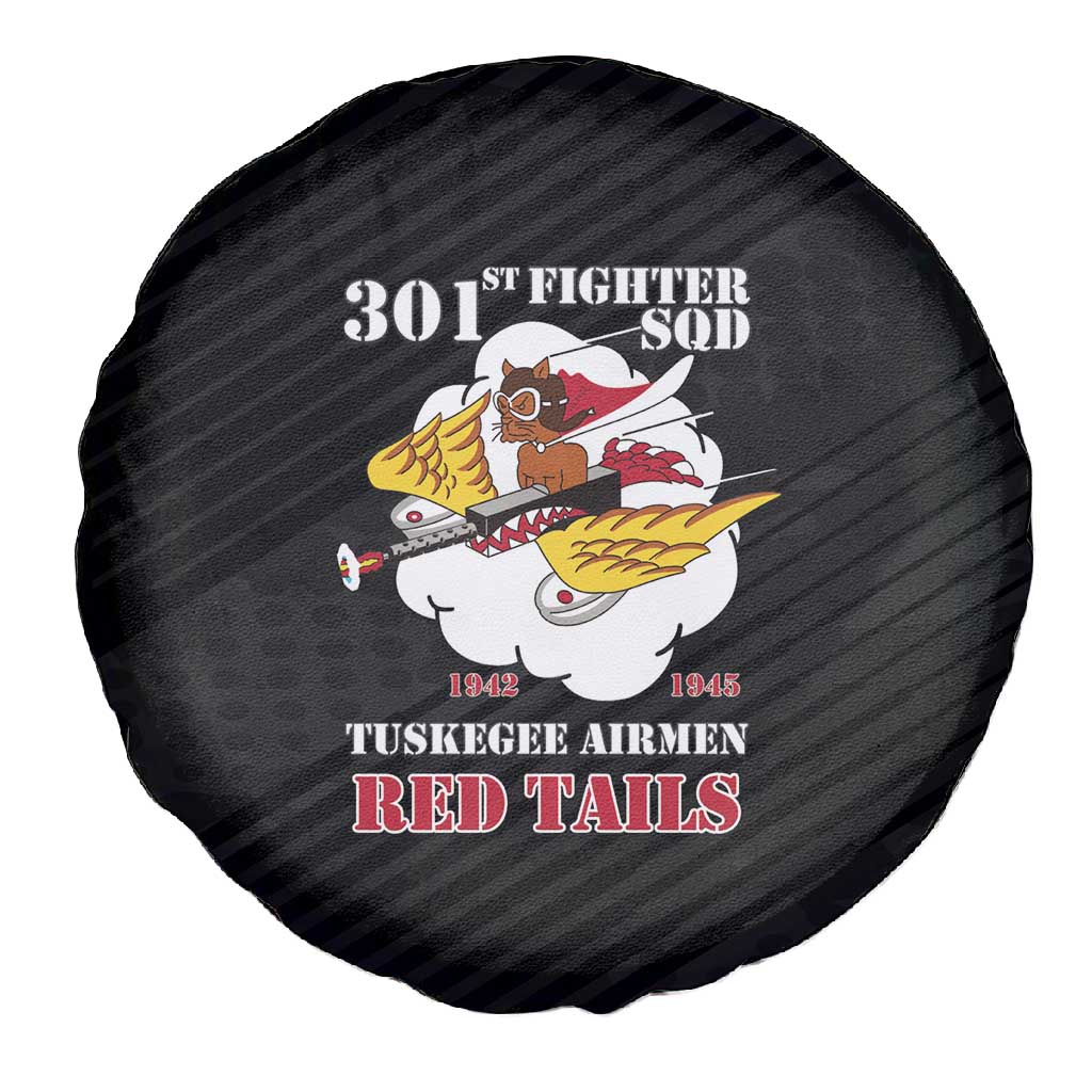 301st Fighter Squadron WWII Spare Tire Cover Red Tails Heritage - Black - African Pride