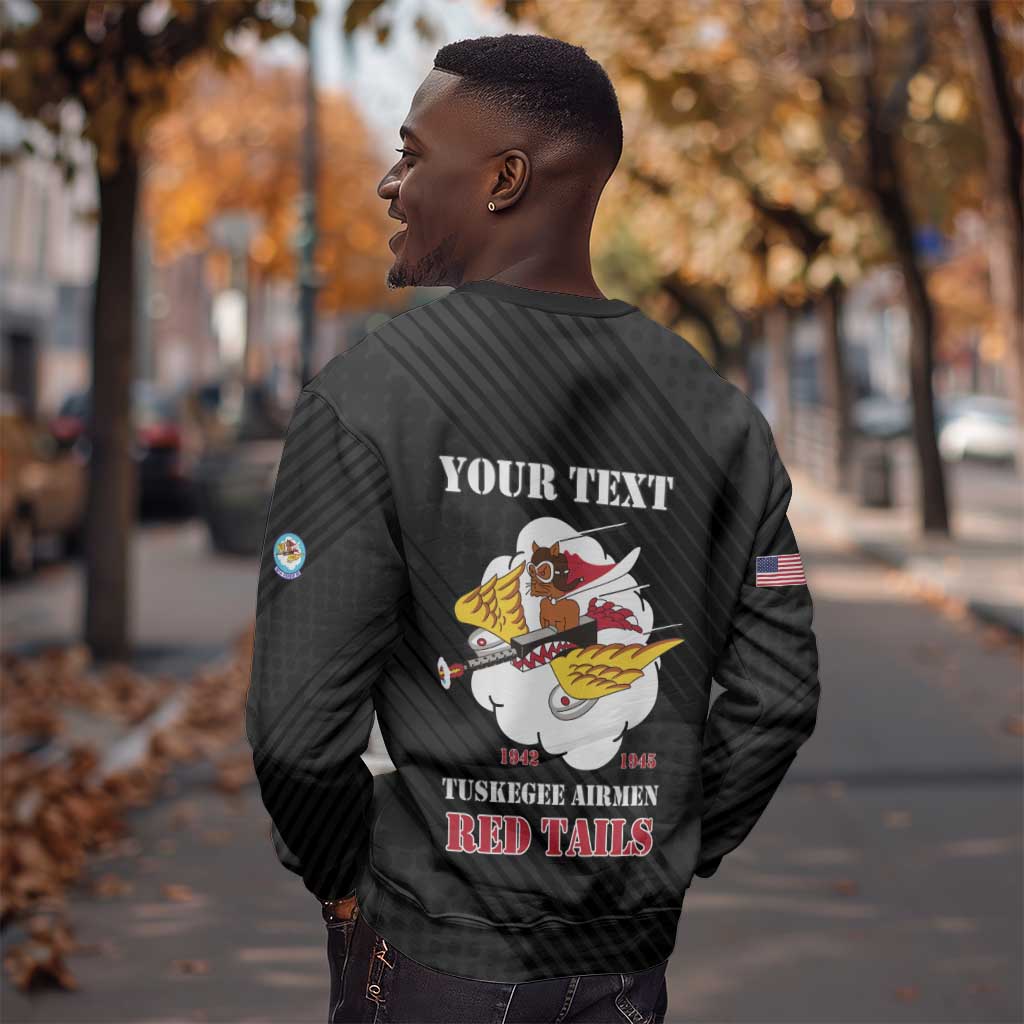 Personalized 301st Fighter Squadron WWII Sweatshirt Red Tails Heritage - Black - African Pride