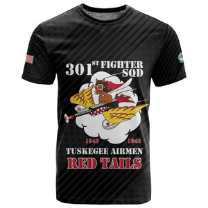 Personalized 301st Fighter Squadron WWII T shirt Red Tails Heritage - Black - African Pride