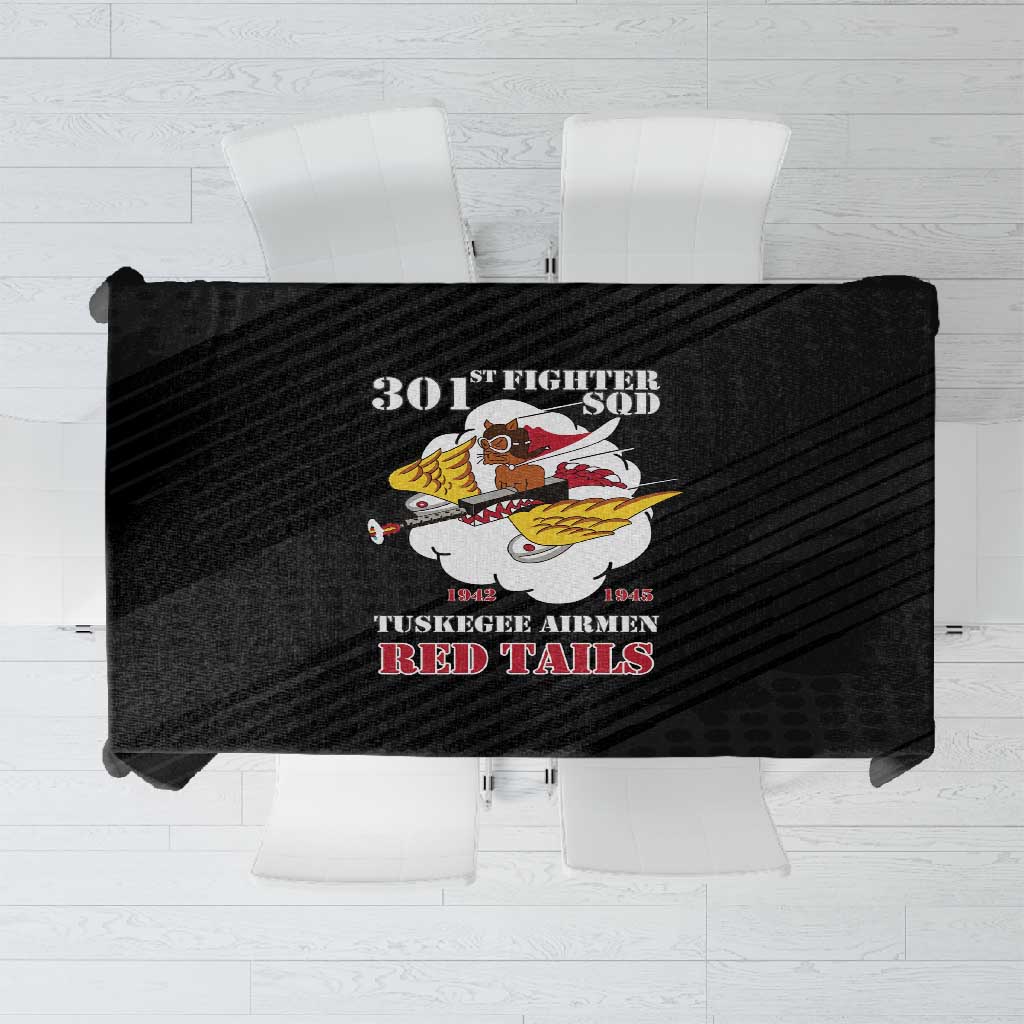 301st Fighter Squadron WWII Tablecloth Red Tails Heritage - Black - African Pride