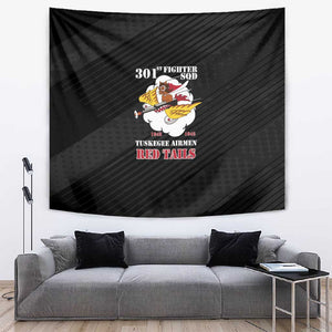 301st Fighter Squadron WWII Tapestry Red Tails Heritage - Black - African Pride