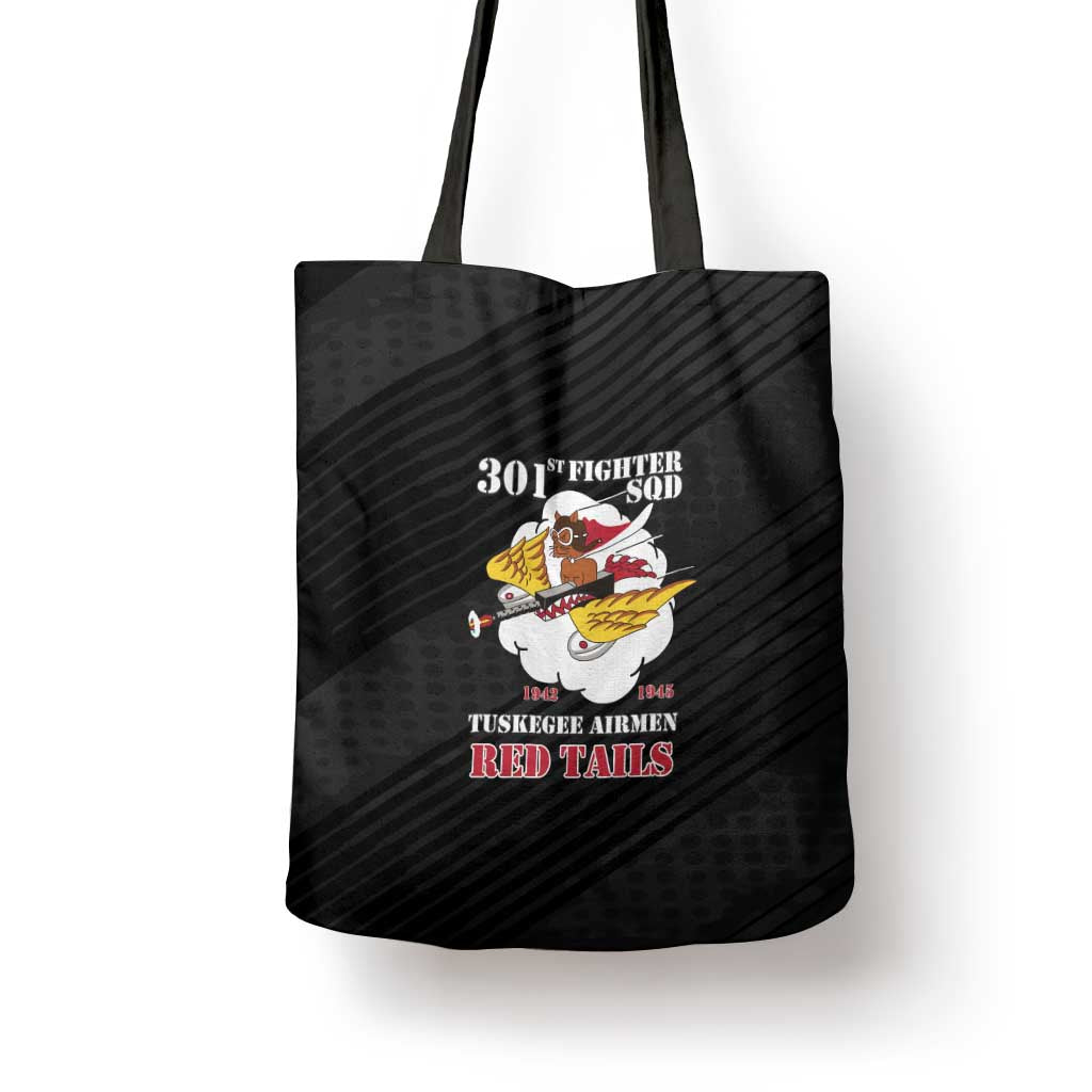 Tuskegee Airmen Red Tails Tote Bag 301st Fighter Squadron - Black
