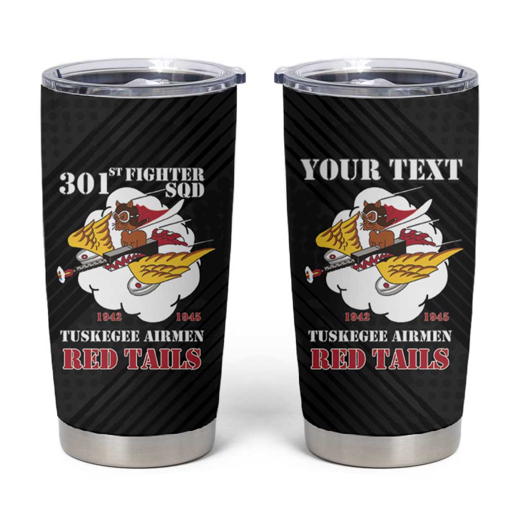 Personalized 301st Fighter Squadron WWII Tumbler Cup Red Tails Heritage - Black - African Pride