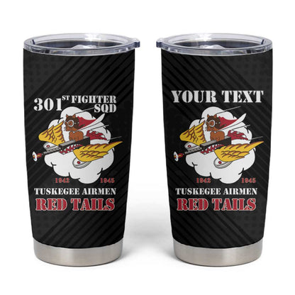 Personalized 301st Fighter Squadron WWII Tumbler Cup Red Tails Heritage - Black - African Pride
