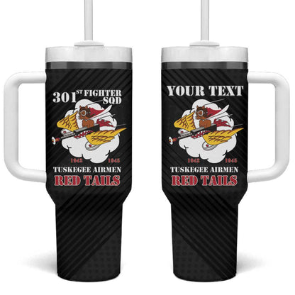 Personalized 301st Fighter Squadron WWII Tumbler With Handle Red Tails Heritage - Black - African Pride