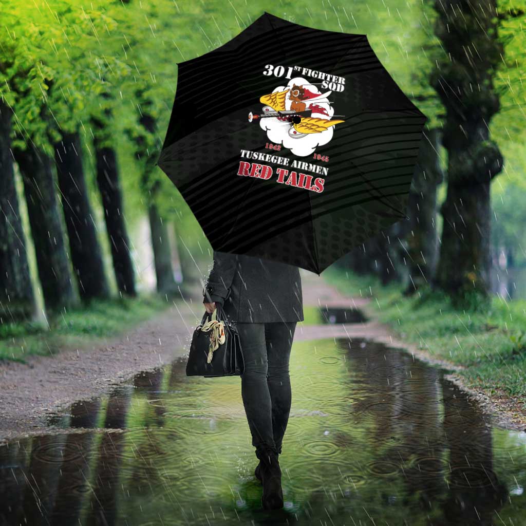 Tuskegee Airmen Red Tails Umbrella 301st Fighter Squadron - Black