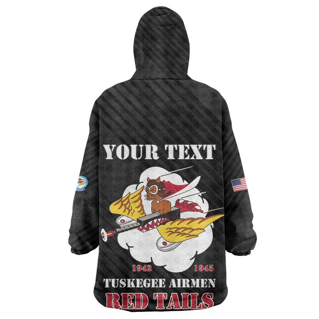 Personalized 301st Fighter Squadron WWII Wearable Blanket Hoodie Red Tails Heritage - Black - African Pride