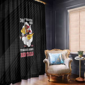301st Fighter Squadron WWII Window Curtain Red Tails Heritage - Black - African Pride