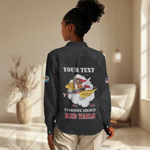 Personalized 301st Fighter Squadron WWII Women Casual Shirt Red Tails Heritage - Black - African Pride