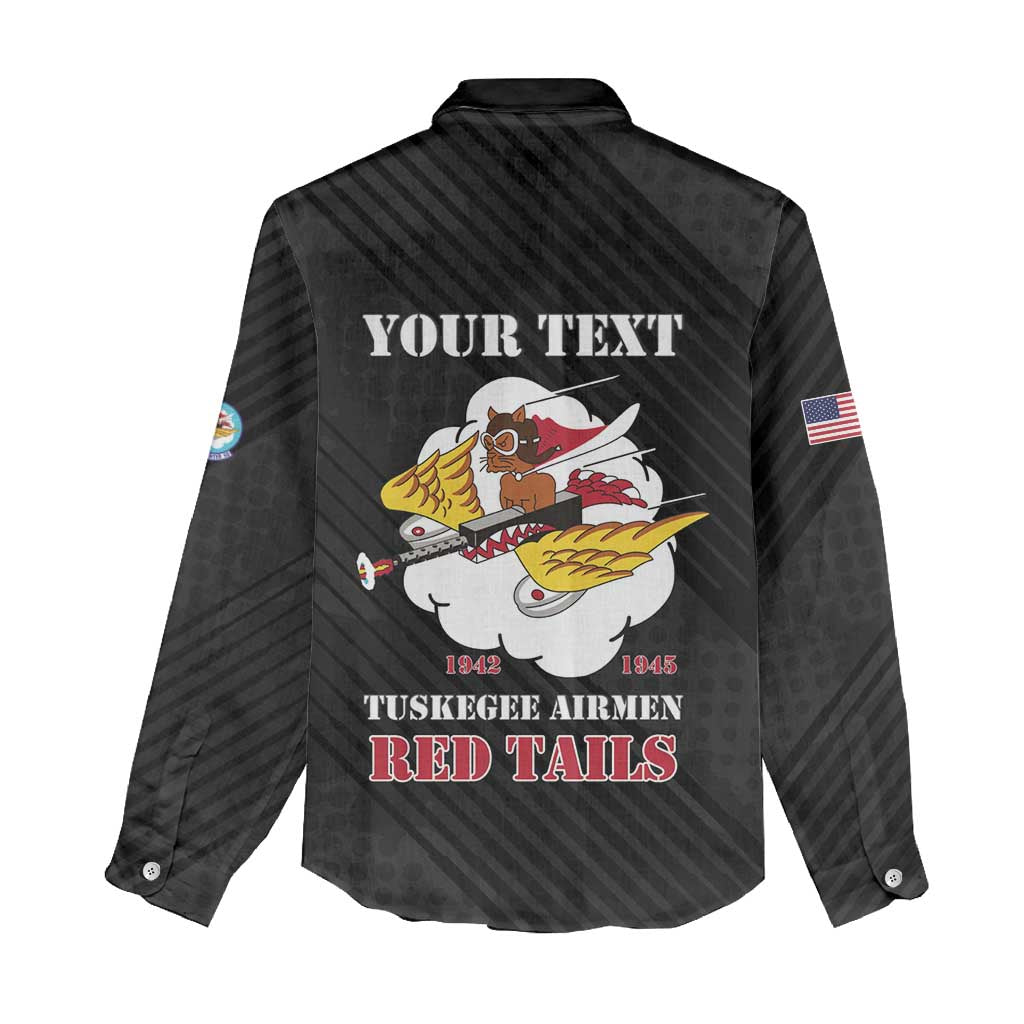 Personalized 301st Fighter Squadron WWII Women Casual Shirt Red Tails Heritage - Black - African Pride