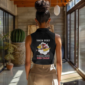 Personalized 301st Fighter Squadron WWII Women Sleeveless Polo Shirt Red Tails Heritage - Black - African Pride