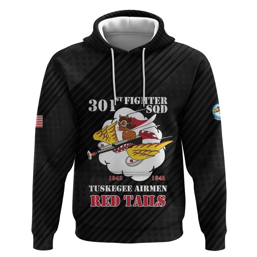 Personalized 301st Fighter Squadron WWII Zip Hoodie Red Tails Heritage - Black - African Pride
