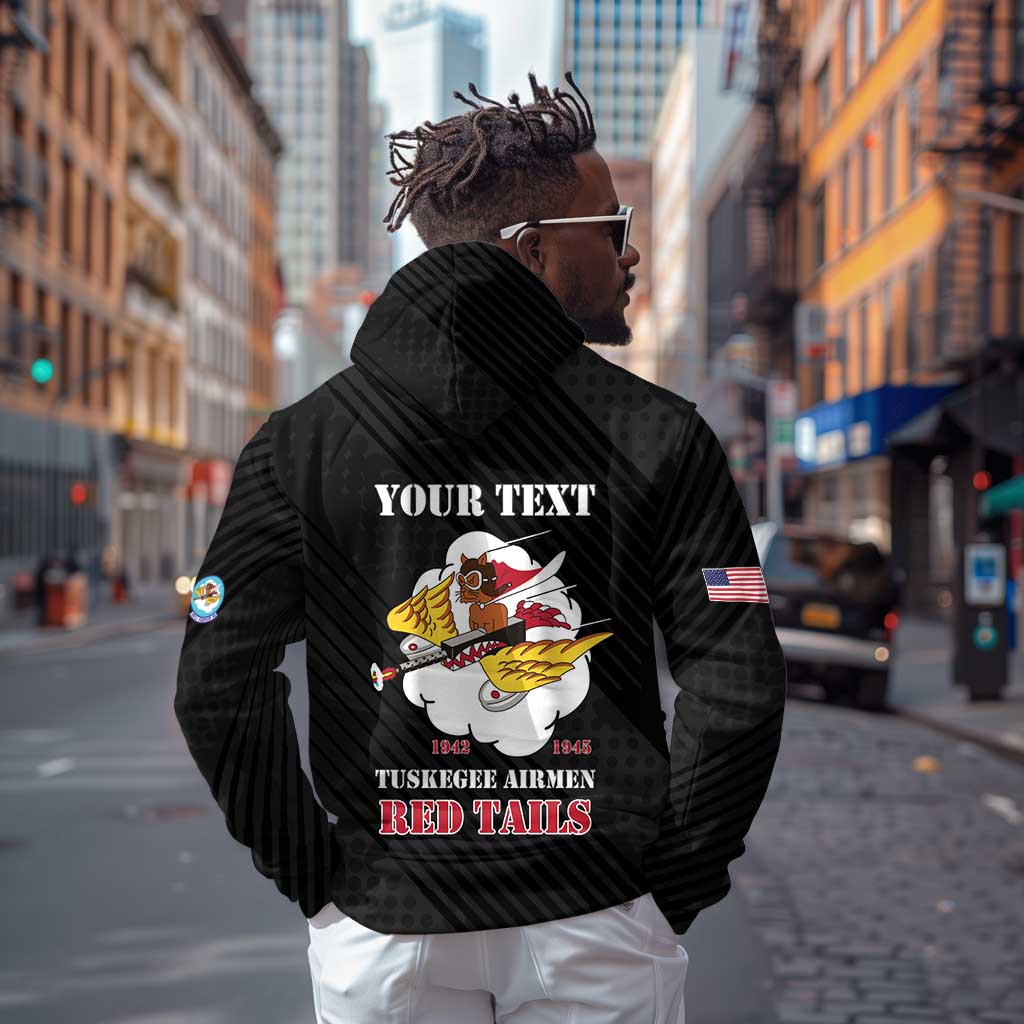 Personalized 301st Fighter Squadron WWII Zip Hoodie Red Tails Heritage - Black - African Pride