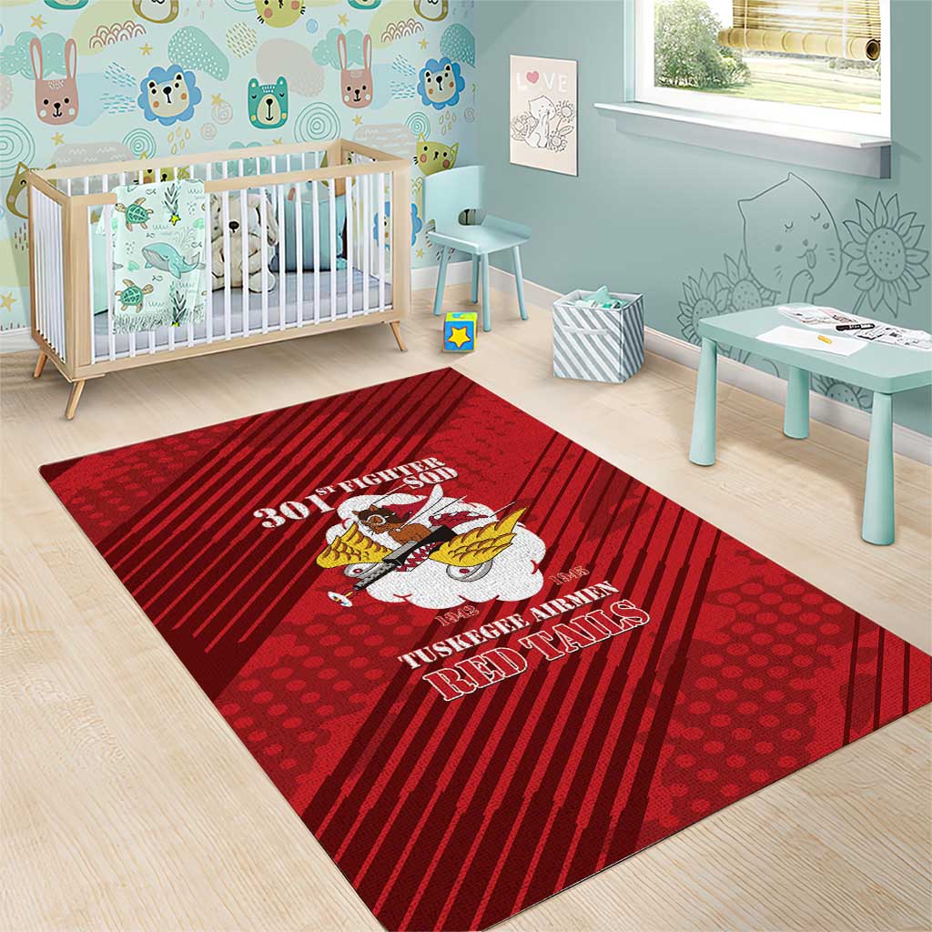 301st Fighter Squadron WWII Area Rug Red Tails Heritage - Red - African Pride