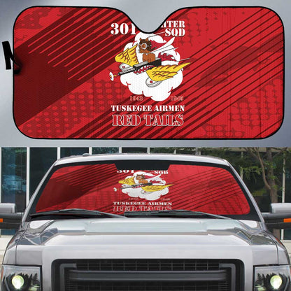Tuskegee Airmen Red Tails Auto Sun Shade 301st Fighter Squadron - Red