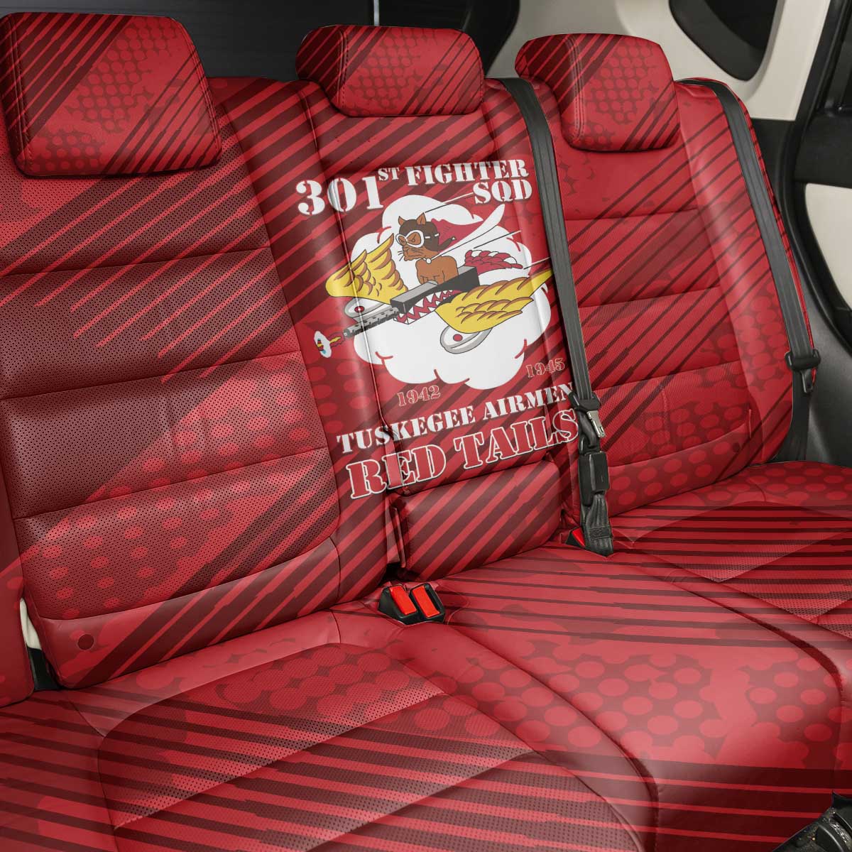 301st Fighter Squadron WWII Back Car Seat Cover Red Tails Heritage - Red - African Pride