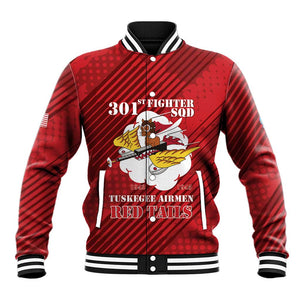 Personalized 301st Fighter Squadron WWII Baseball Jacket Red Tails Heritage - Red - African Pride
