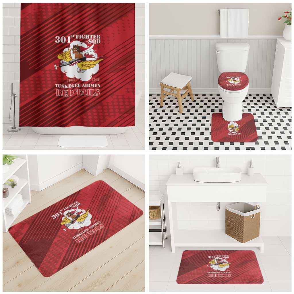 Tuskegee Airmen Red Tails Bathroom Set 301st Fighter Squadron - Red