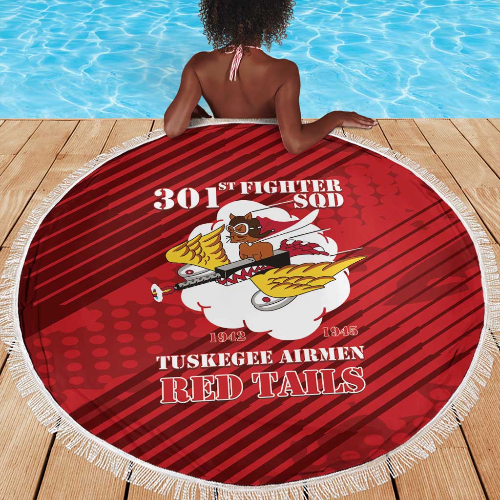 301st Fighter Squadron WWII Beach Blanket Red Tails Heritage - Red - African Pride