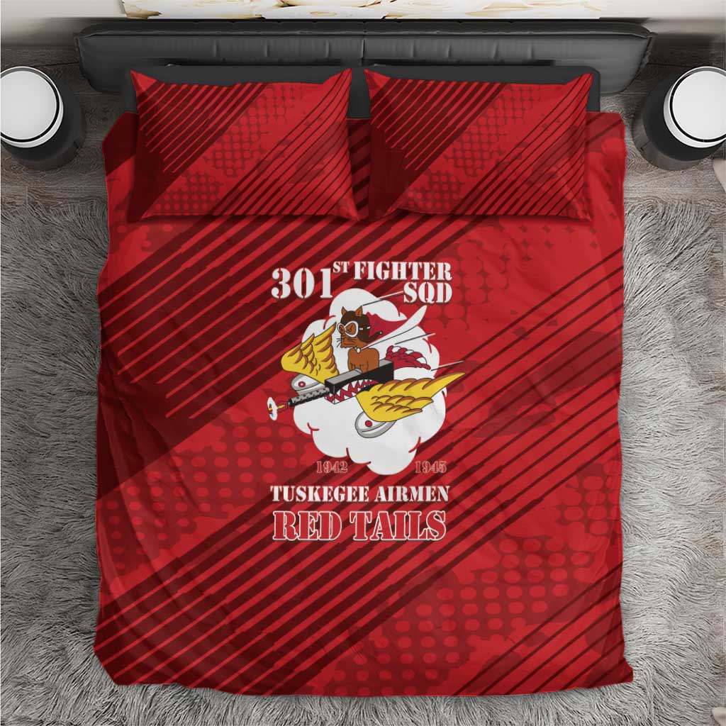 301st Fighter Squadron WWII Bedding Set Red Tails Heritage - Red - African Pride