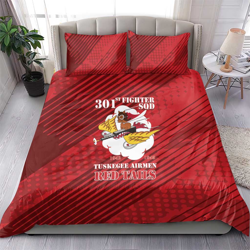301st Fighter Squadron WWII Bedding Set Red Tails Heritage - Red - African Pride