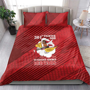 301st Fighter Squadron WWII Bedding Set Red Tails Heritage - Red - African Pride