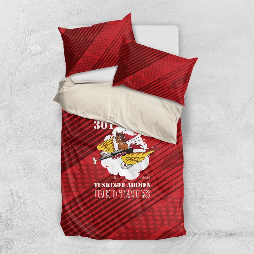 301st Fighter Squadron WWII Bedding Set Red Tails Heritage - Red - African Pride