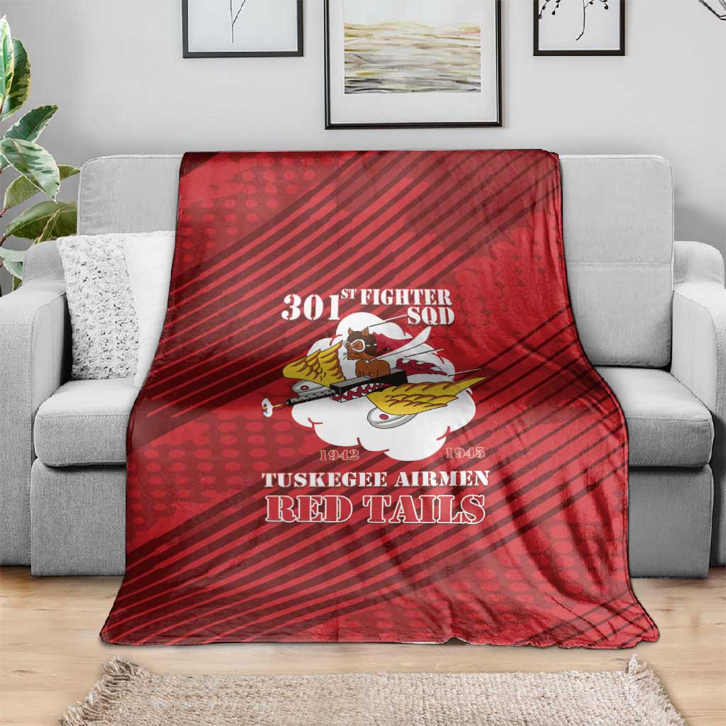 301st Fighter Squadron WWII Blanket Red Tails Heritage - Red - African Pride