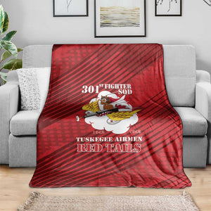 301st Fighter Squadron WWII Blanket Red Tails Heritage - Red - African Pride