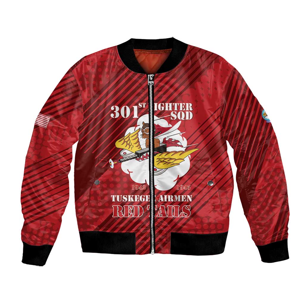 Personalized 301st Fighter Squadron WWII Bomber Jacket Red Tails Heritage - Red - African Pride
