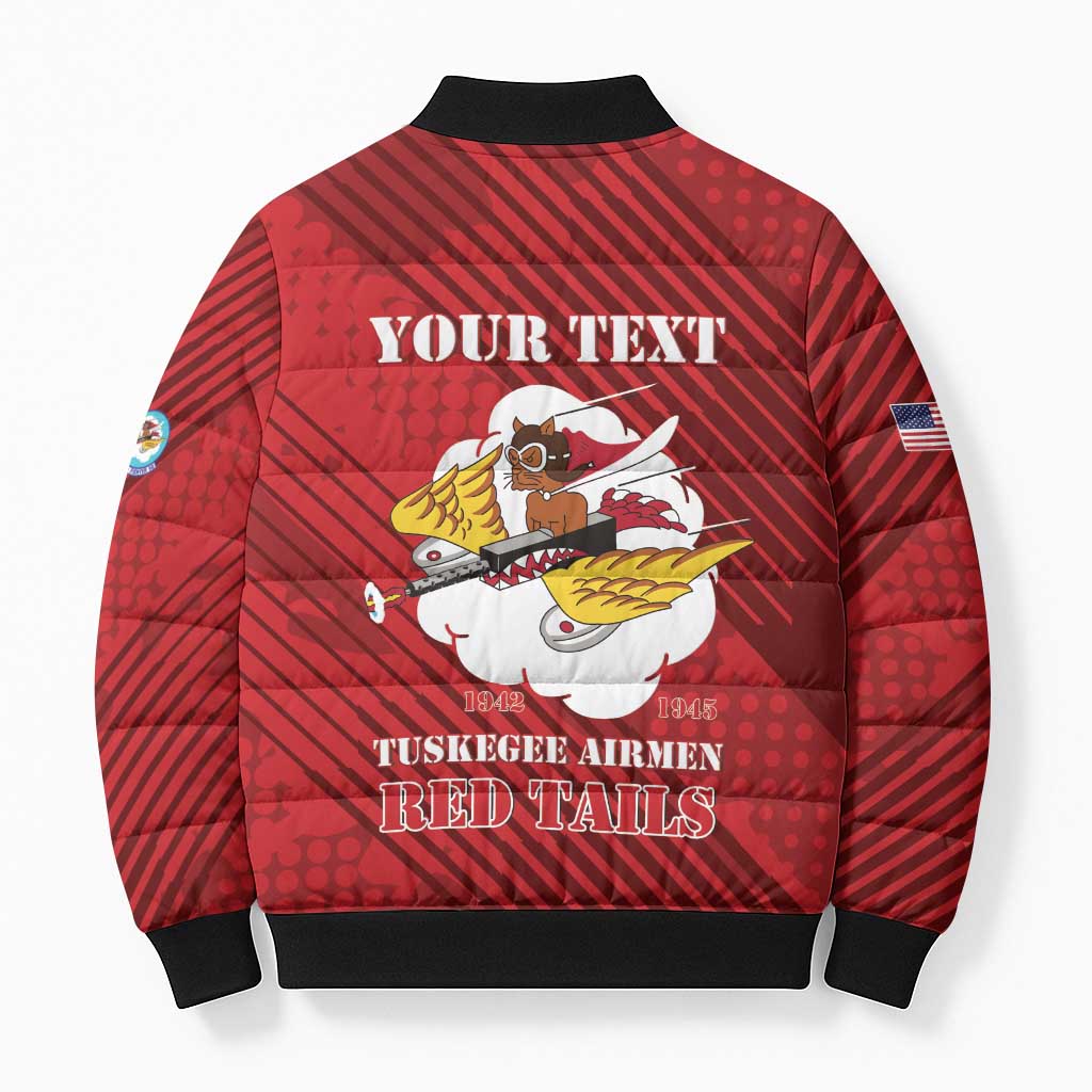 Personalized Tuskegee Airmen Red Tails Bomber Puffer Jacket 301st Fighter Squadron - Red