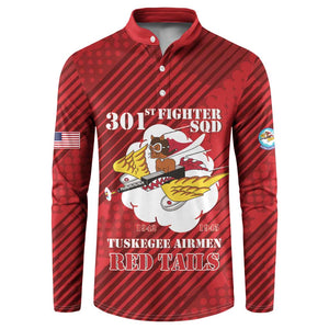 Personalized Tuskegee Airmen Red Tails Button Sweatshirt 301st Fighter Squadron - Red