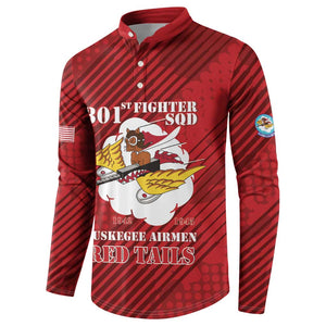 Personalized Tuskegee Airmen Red Tails Button Sweatshirt 301st Fighter Squadron - Red
