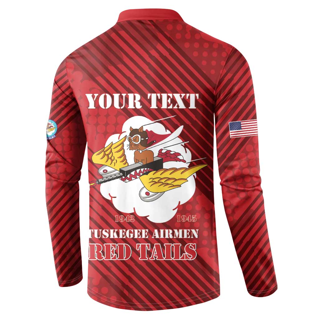 Personalized Tuskegee Airmen Red Tails Button Sweatshirt 301st Fighter Squadron - Red