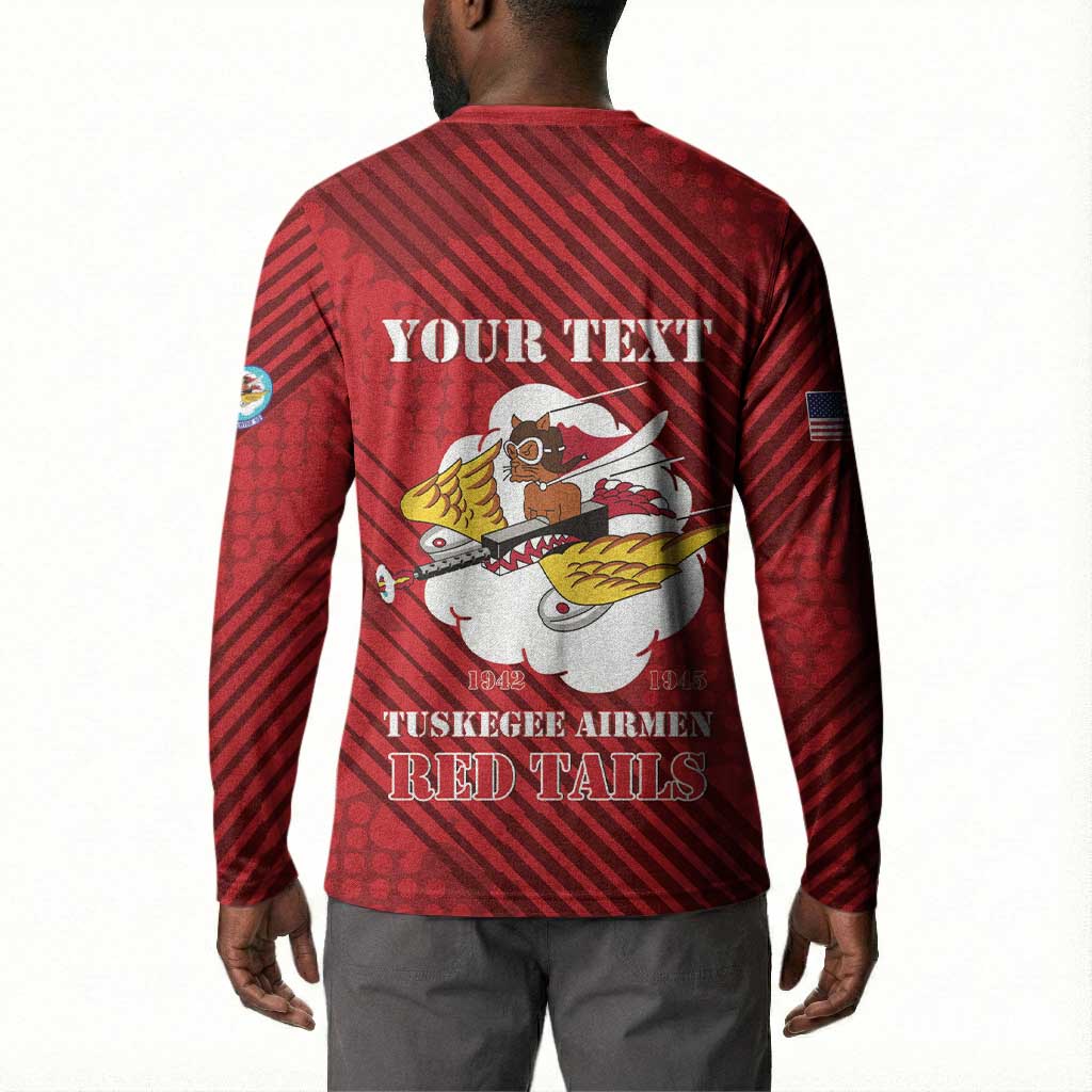 Personalized Tuskegee Airmen Red Tails Button Sweatshirt 301st Fighter Squadron - Red