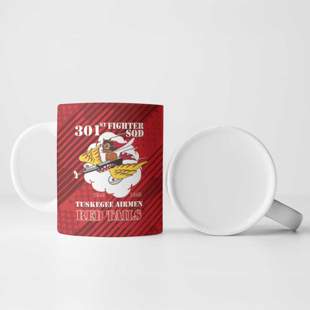 Personalized Tuskegee Airmen Red Tails Ceramic Mug 301st Fighter Squadron - Red