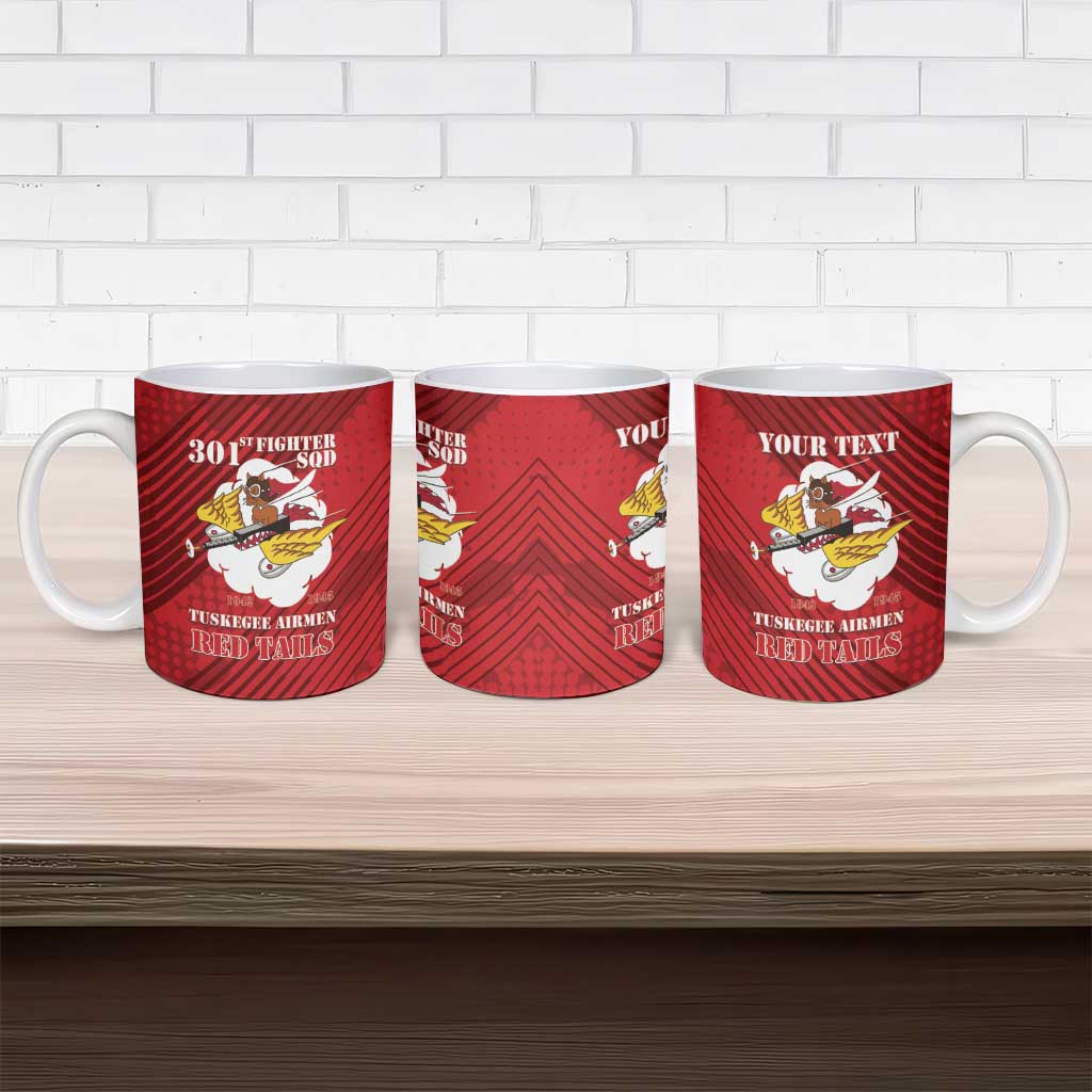 Personalized Tuskegee Airmen Red Tails Ceramic Mug 301st Fighter Squadron - Red